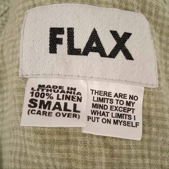 Flax Women's Microgingham Button Front Green Cardigan 100% Linen Pockets Small - Picture 3 of 6